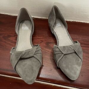 Eileen Fisher Fuller Suede d’Orsay Flat Gray size 6